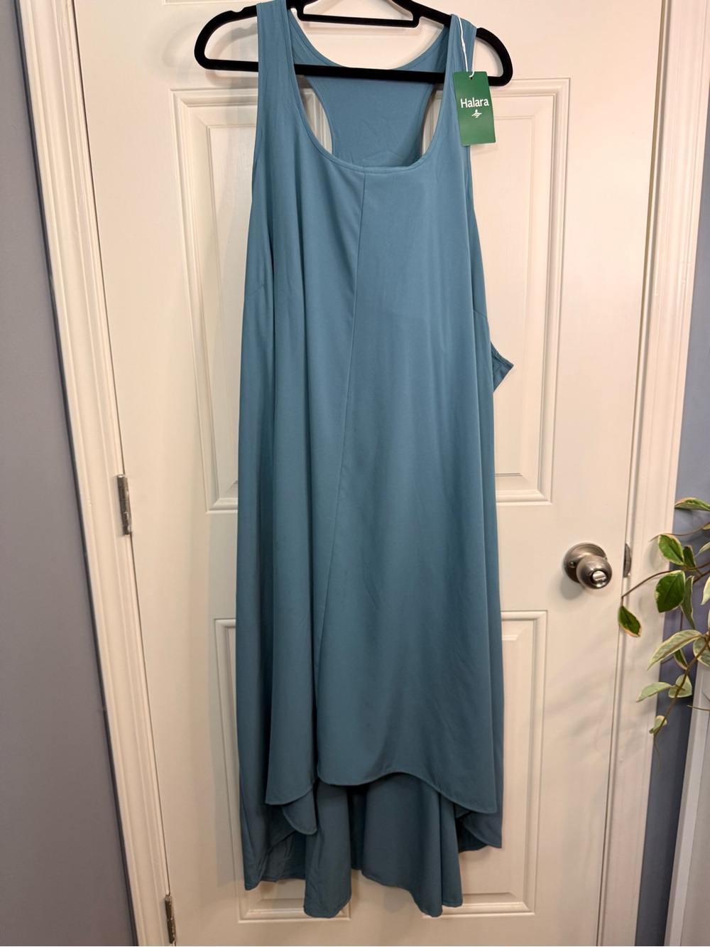 HALARA Teal High-Low Flow Tank Dress